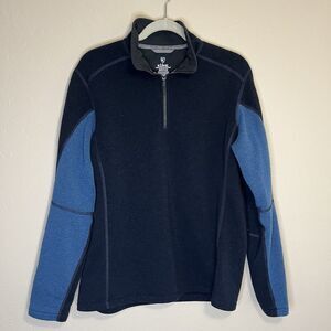 Kuhl Mens Medium Blue Revel Quarter Zip Fleece Outdoor Hiking Gorp Layer